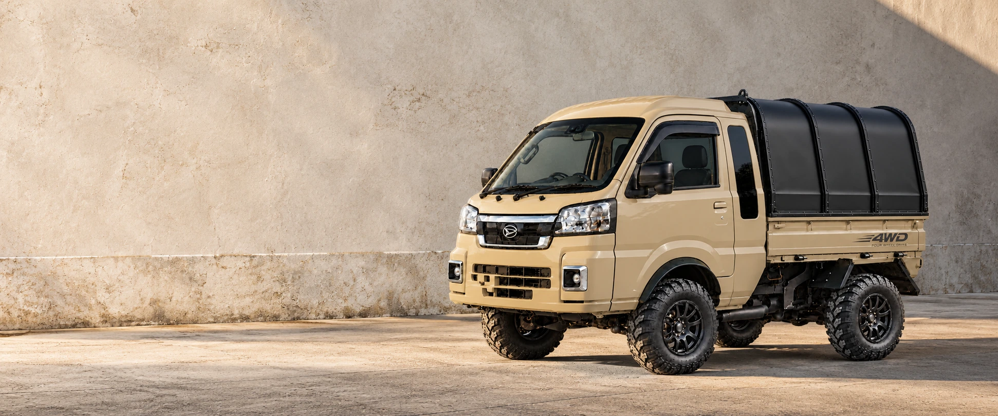 Courthouse Sand Phosphor truck concept beside a textured wall